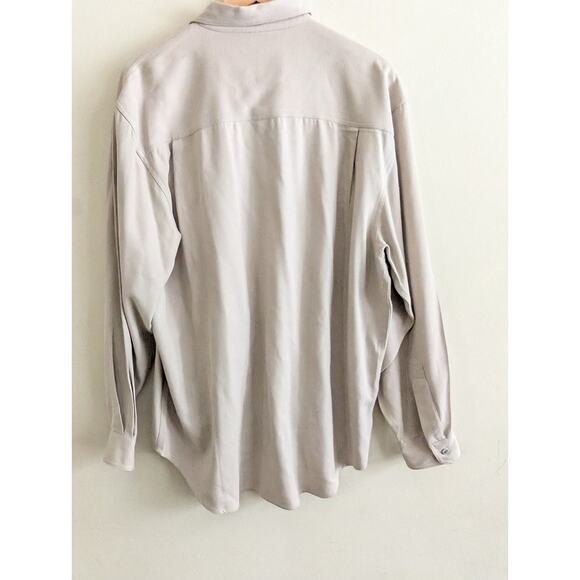 Territory Ahead Mens 100% Silk Button Up Shirt Beige L Minimalist Relaxed Staple - Picture 5 of 9